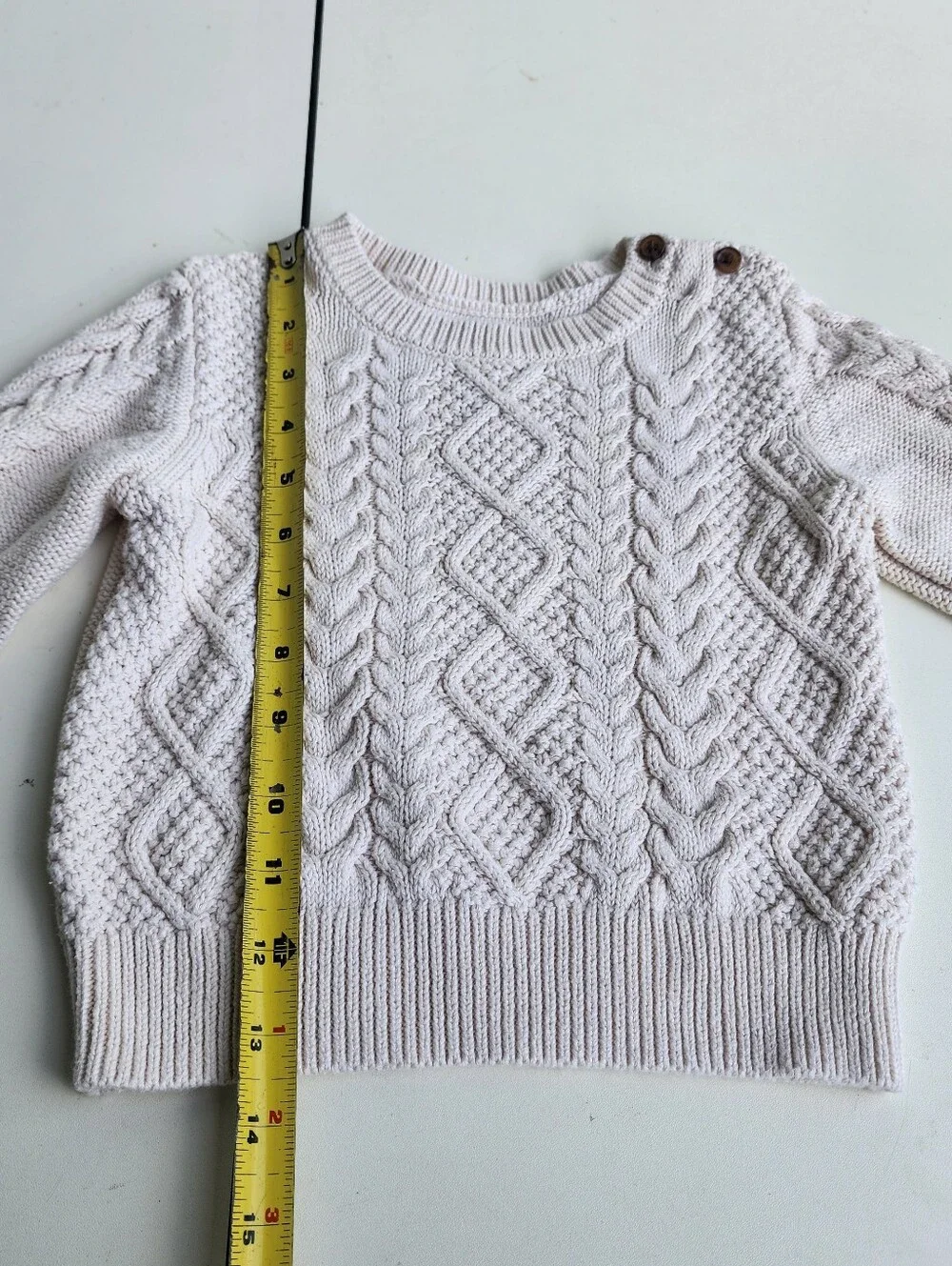 Baby GAP Size 18-24 Months Ivory  Cream Long Sleeved Cable Knit Sweater Cotton